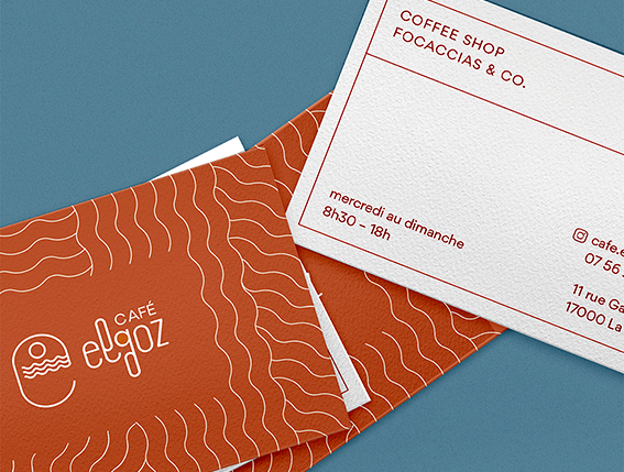 Cartes de visite avec le logo d'Elgoz Café